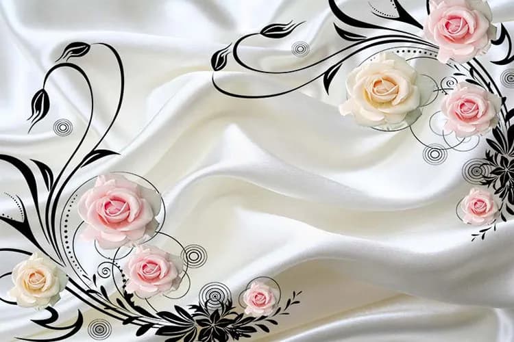 پوستر کاغذ دیواری سه بعدی گل رز رنگی — تصویر ۲