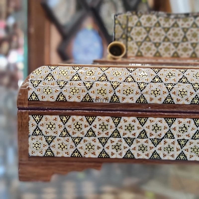 جاقلمی جعبه دار رومیزی خاتم خورشیدی — تصویر ۶