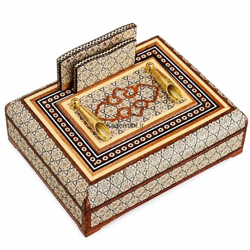جاقلمی جعبه دار رومیزی خاتم خورشیدی