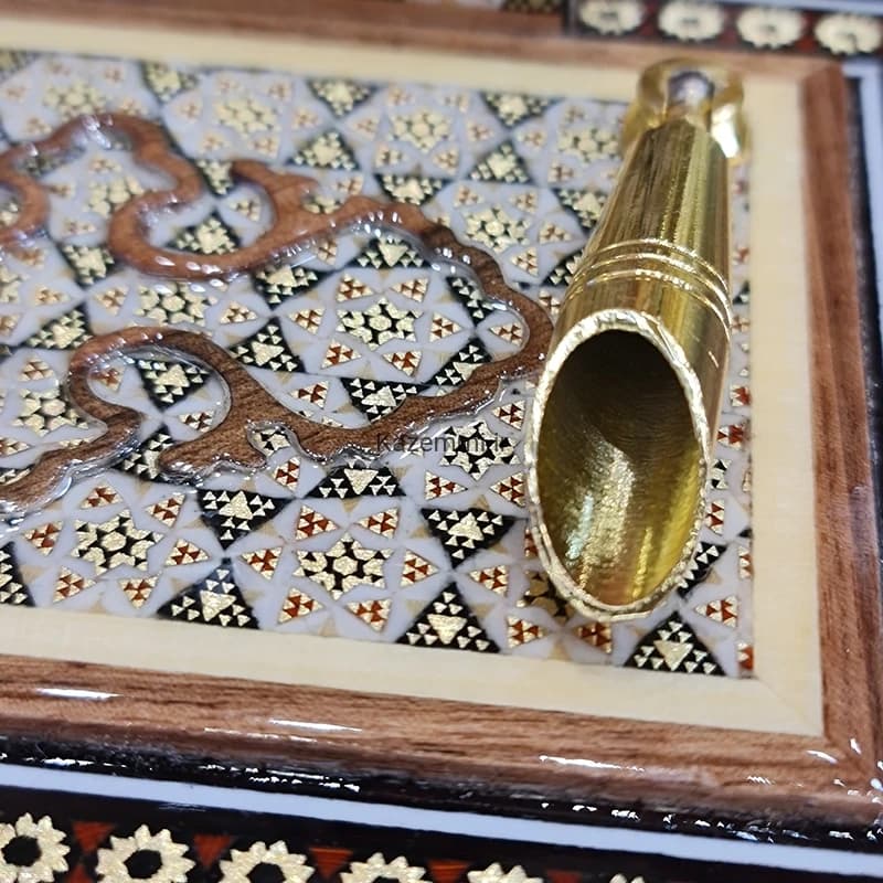 جاقلمی جعبه دار رومیزی خاتم خورشیدی — تصویر ۷