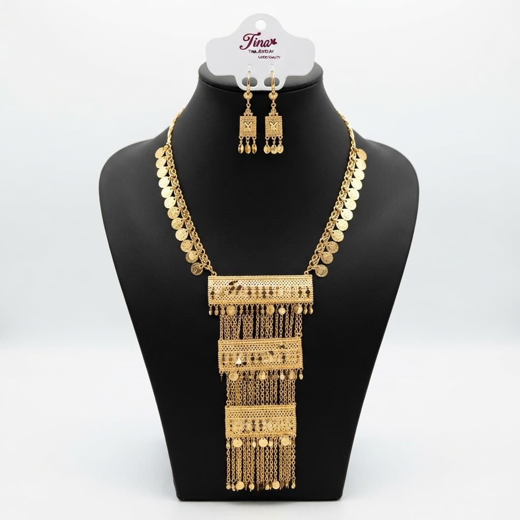 ست گردنبند و گوشواره روح گندم طرح عشق