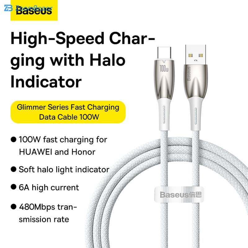 کابل تبدیل USB به USB-C بیسوس مدل Glimmer Series Fast 100w طول 1 متر — تصویر ۶