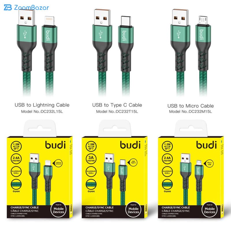کابل تبدیل USB به USB-C بودی مدل DC232T15L طول 1.5 متر — تصویر ۵