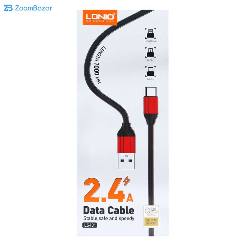 کابل تبدیل USB به لایتنینگ الدینیو مدل LS431 طول 1 متر — تصویر ۳