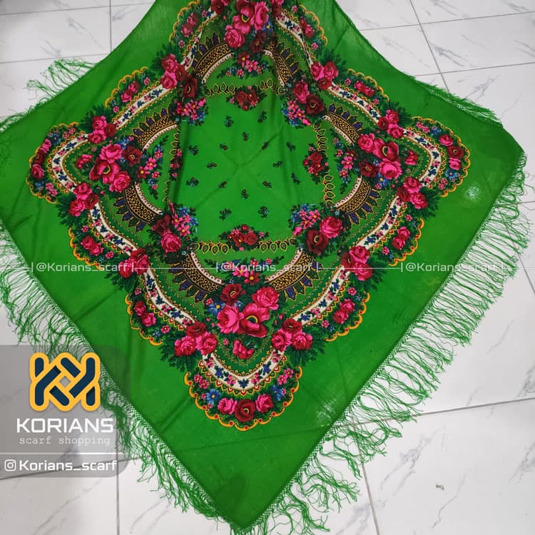روسری نخی مدل ژاپنی رنگ سبز — تصویر ۲