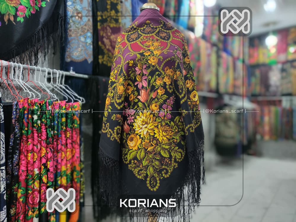 روسری ترکمن مدل فندقی طلایی