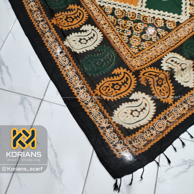 روسری ترکمن (یالق) مدل سفره‌ای سبز — تصویر ۴
