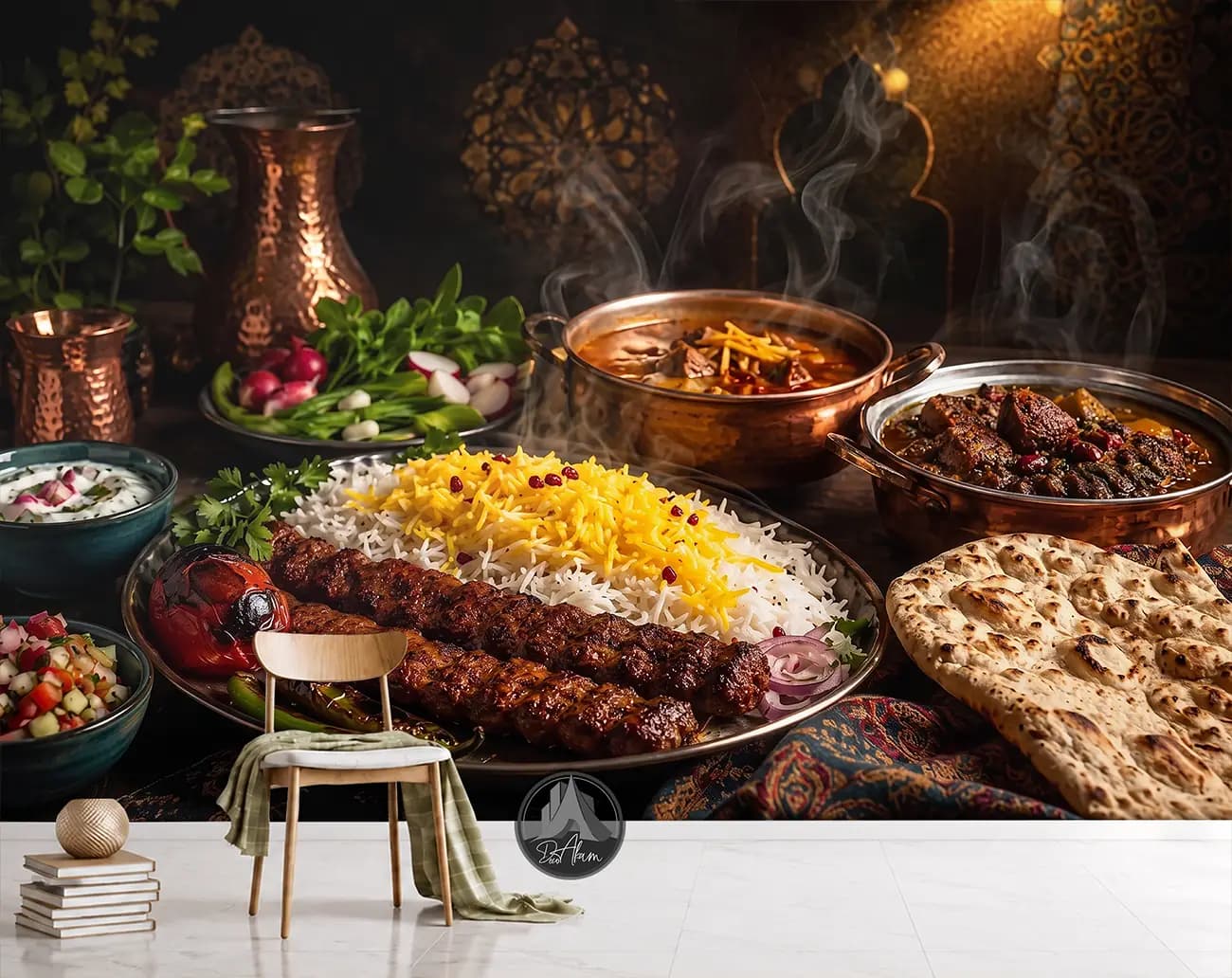 پوستر دیواری سفره چلوکباب و خورشت ایرانی کد DA-(1155) | دکور سفره‌خانه — تصویر ۴