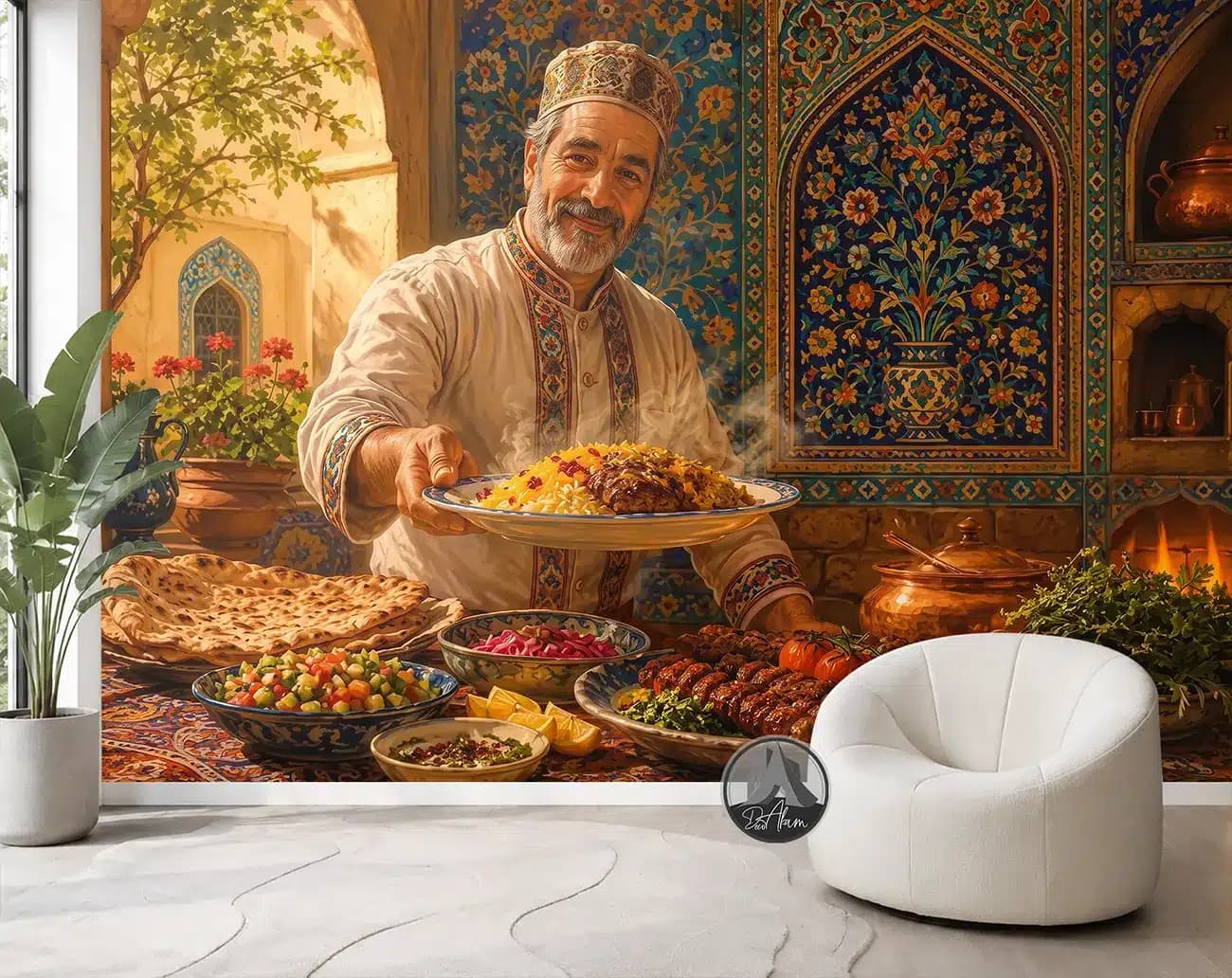 پوستر دیواری آشپز ایرانی و سفره چلوکباب کد DA-(1147) | دکور رستوران ایرانی — تصویر ۵