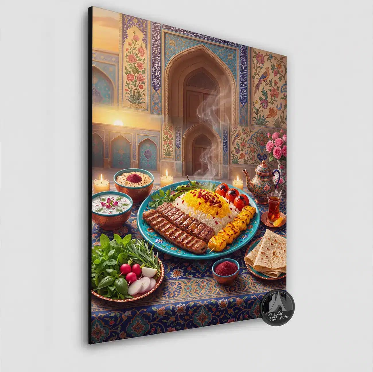 تابلو چلوکباب و جوجه در دیس فیروزه‌ای کد DA-(1163) | دکور چلوکبابی — تصویر ۶