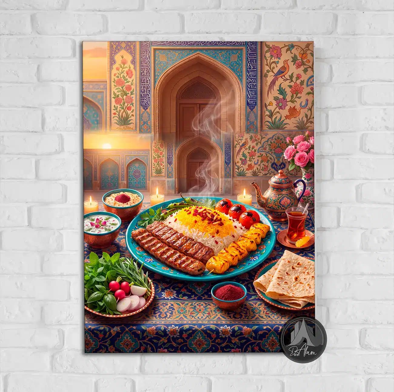 تابلو چلوکباب و جوجه در دیس فیروزه‌ای کد DA-(1163) | دکور چلوکبابی — تصویر ۷
