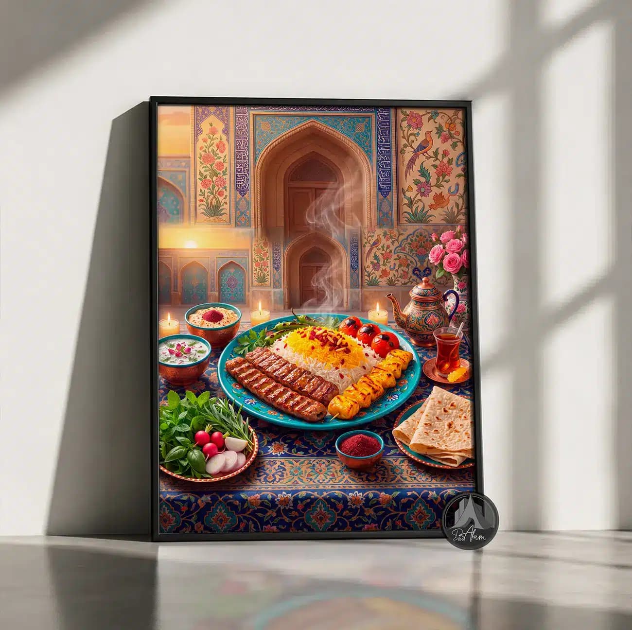 تابلو چلوکباب و جوجه در دیس فیروزه‌ای کد DA-(1163) | دکور چلوکبابی — تصویر ۳