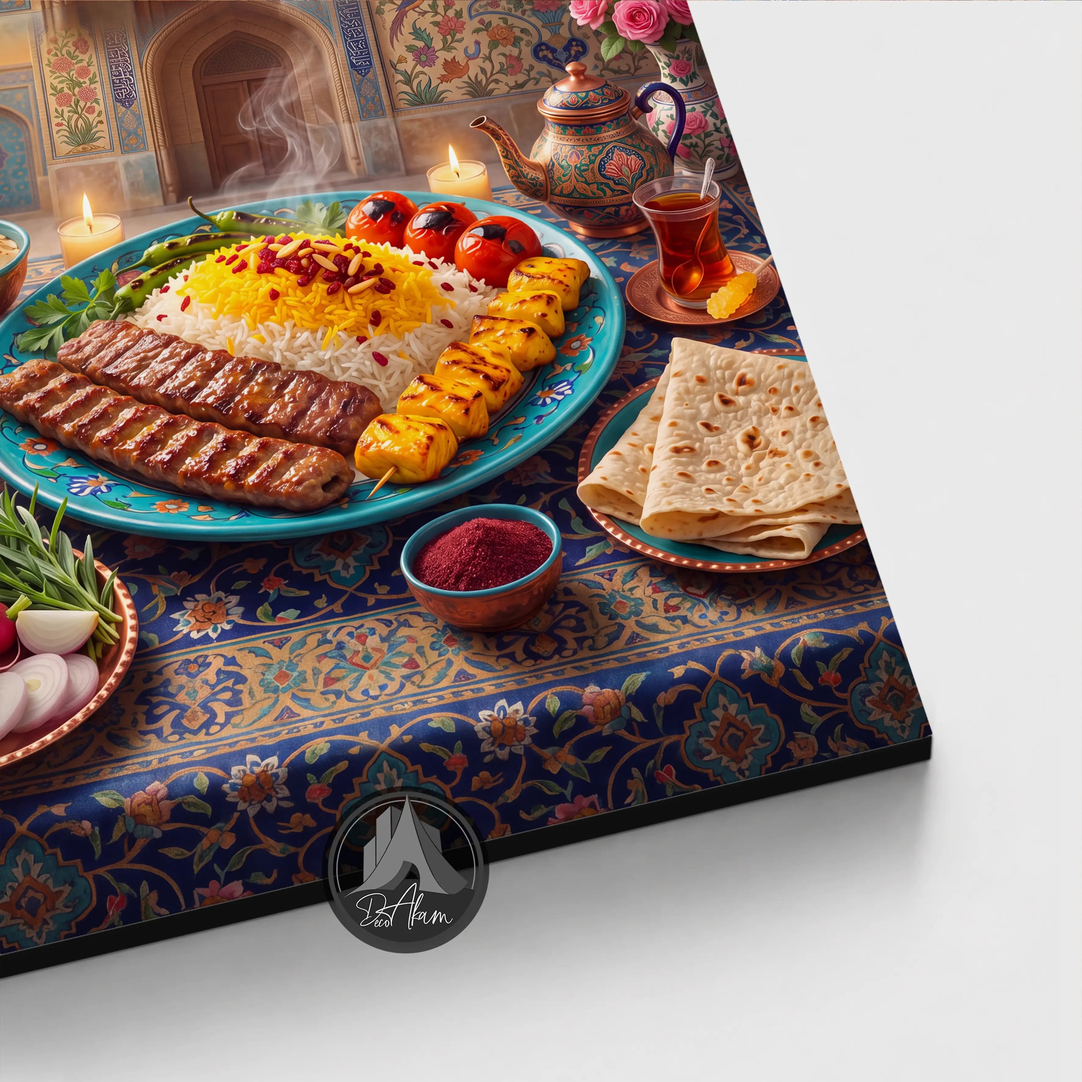 تابلو چلوکباب و جوجه در دیس فیروزه‌ای کد DA-(1163) | دکور چلوکبابی — تصویر ۲