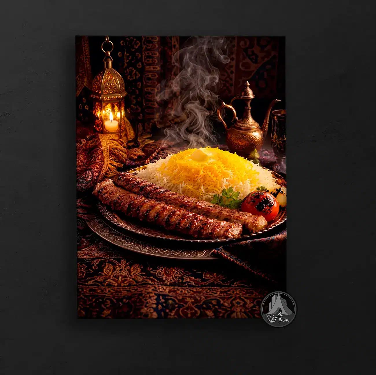 تابلو چلوکباب کوبیده بخارآلود کنار فانوس کد DA-(1154) | دکور رستوران سنتی — تصویر ۴