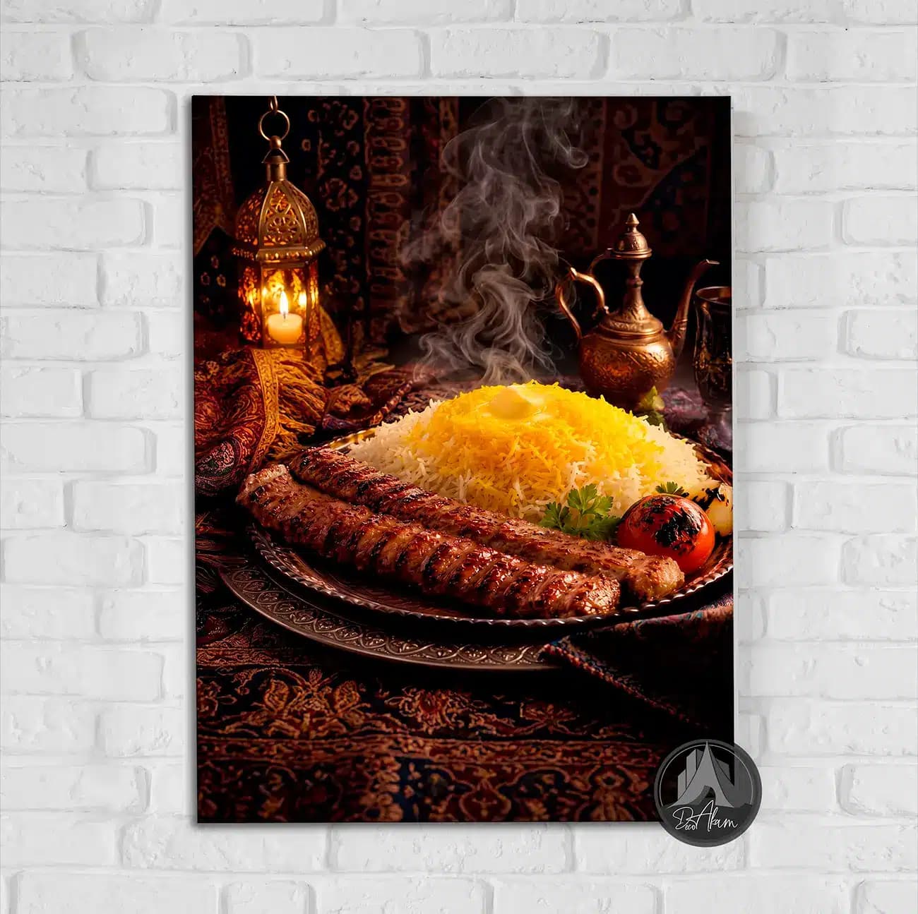 تابلو چلوکباب کوبیده بخارآلود کنار فانوس کد DA-(1154) | دکور رستوران سنتی — تصویر ۷