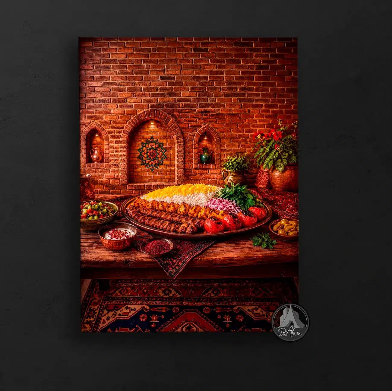 تابلو چلوکباب کوبیده در آشپزخانه آجری کد DA-(1153) | دکور چلوکبابی