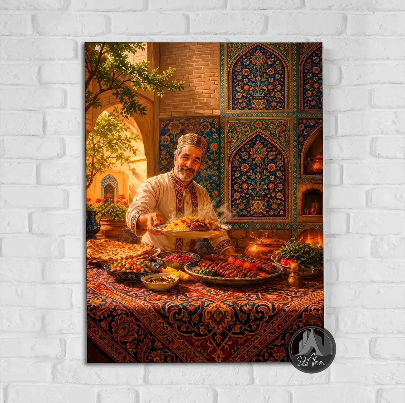 تابلو آشپز ایرانی و سفره چلوکباب کد DA-(1147) | دکور رستوران ایرانی — تصویر ۷