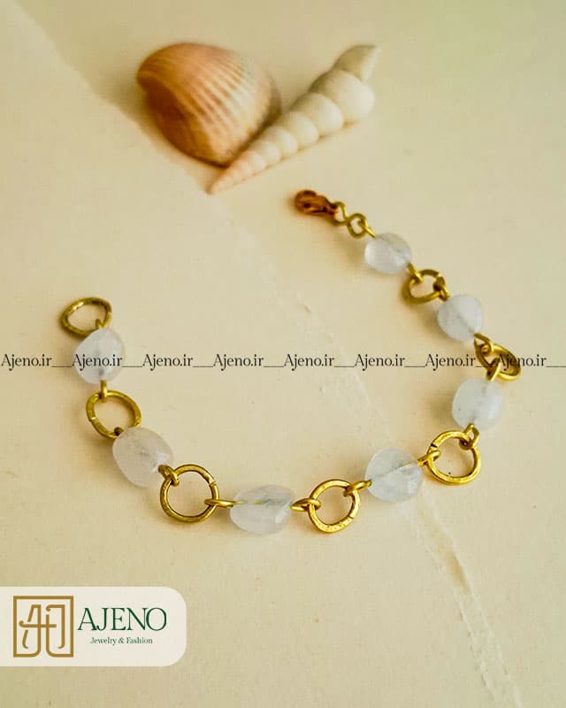 دستبند سنگ آکوامارین اصل طرح حریر — تصویر ۲