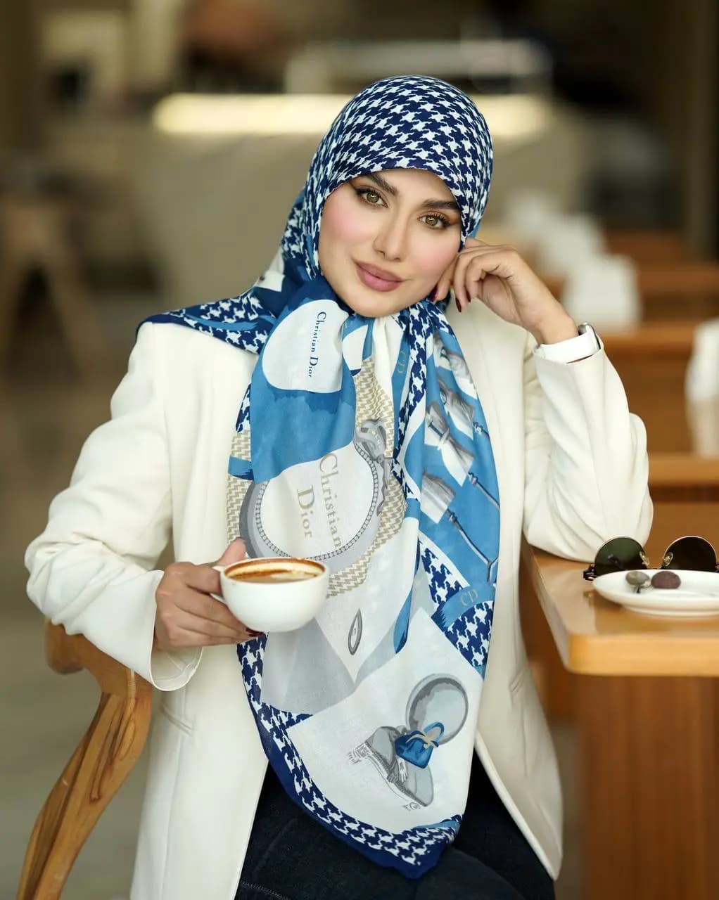 روسری نخی سیا اسکارف منگوله دار 8رنگ مختلف کد 500 — تصویر ۸