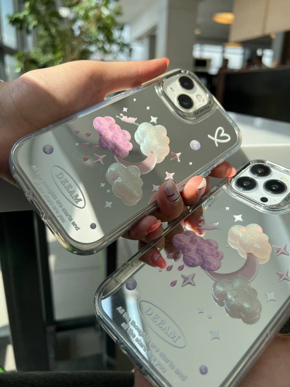 قاب آیفون ابر 3D آینه ای همراه با بند مرواریدی — تصویر ۶
