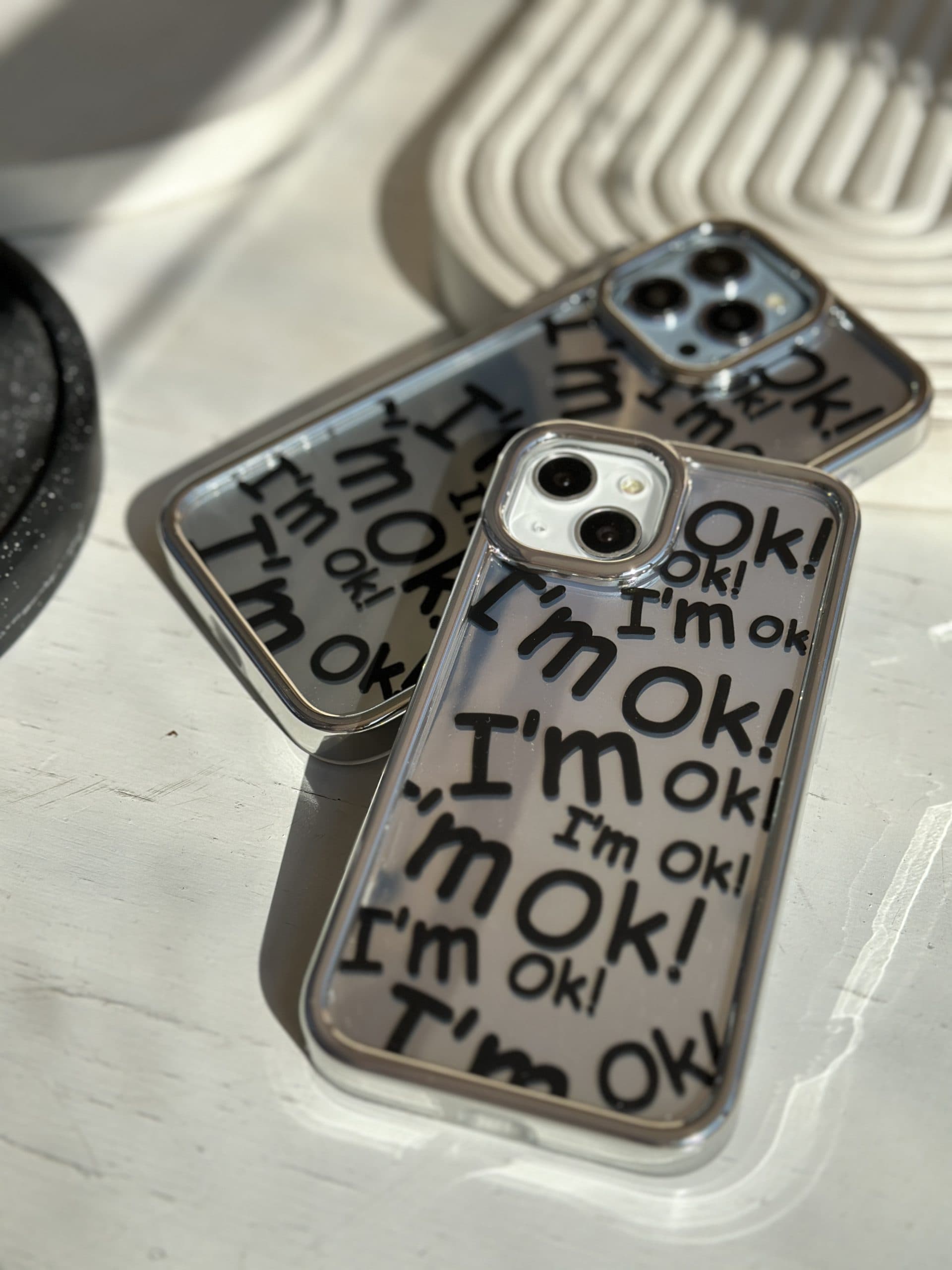 قاب آیفون I’m OK نقره ای — تصویر ۳
