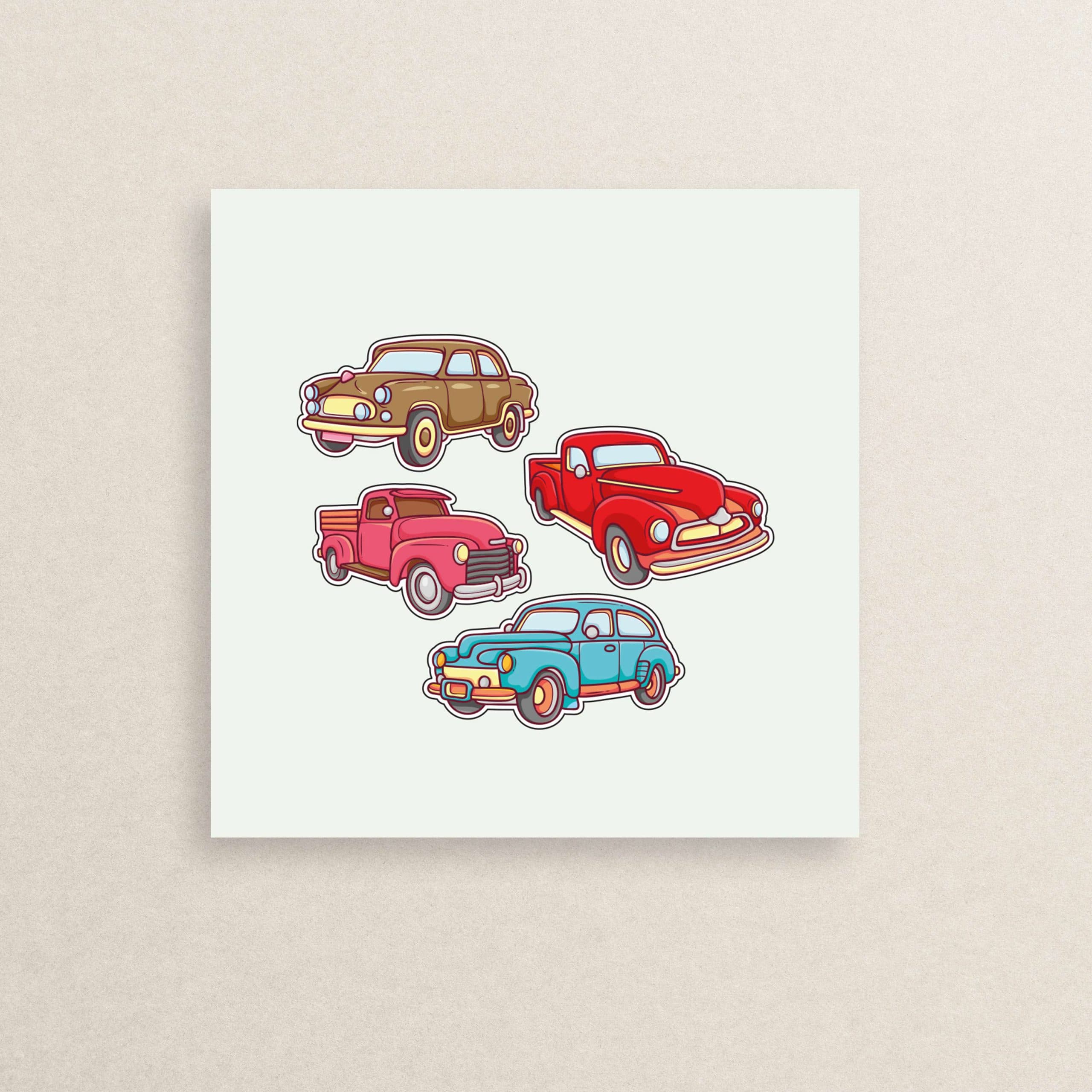 میکرو استیکر ماشین های کلاسیک 01 | classic car Micro sticker 01