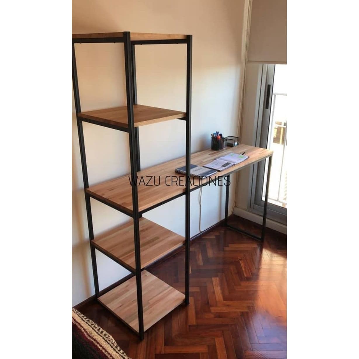استند قفسه کتابخانه ترکیب چوب وفلز کد0147 مبلمان اورلین مدل 962662