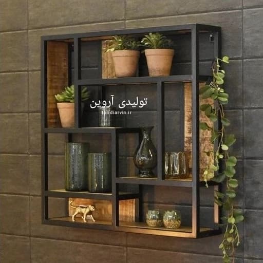 شلف دیواری چوب فلز مدل تندیس با ارسال از کرج مبلمان اورلین مدل 962658