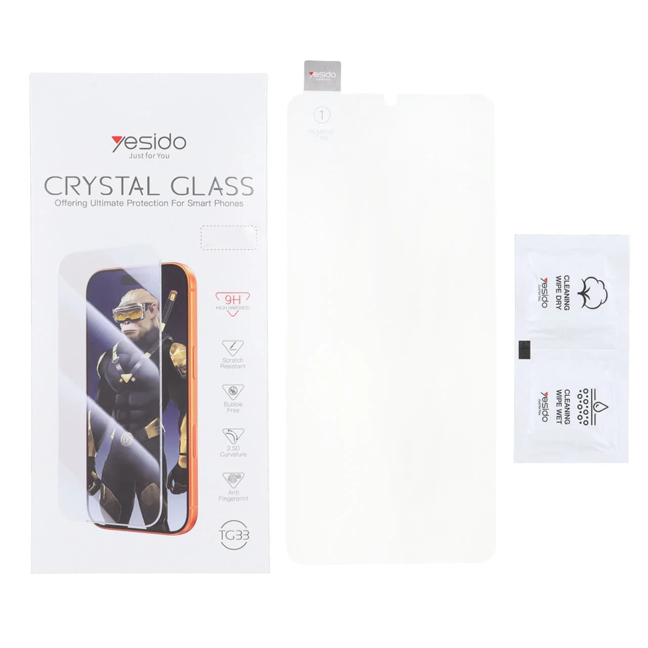 محافظ صفحه نمایش شیشه ای اورجینال بدون حاشیه Crystal Glass Yesido TG33 مدل Samsung Galaxy A20 / A30 / A30S / A50 / A50S / M10S / M21 / M21S / M30 / M30S / M31 / Redmi Note 7 / Note 7 pro / Note 7s / H