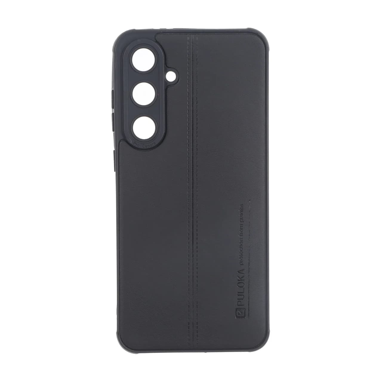 قاب Puloka طرح چرم دوخت دار محافظ لنزدار Samsung Galaxy S24 FE