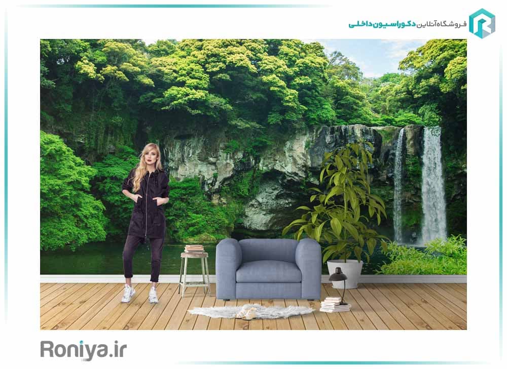 پوستر دیواری سه بعدی آبشار و دریاچه کد NT-158 — تصویر ۲