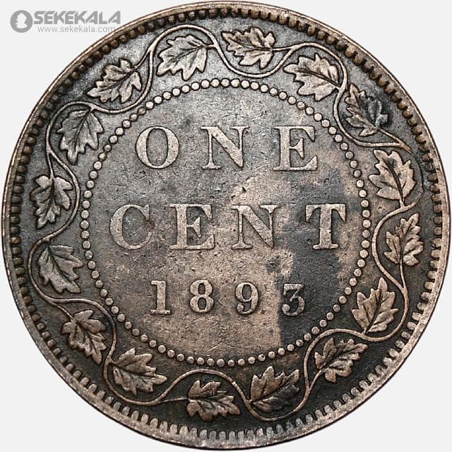 سکه 1 سنت کمیاب کانادا 1893 (ملکه ویکتوریا) — تصویر ۲