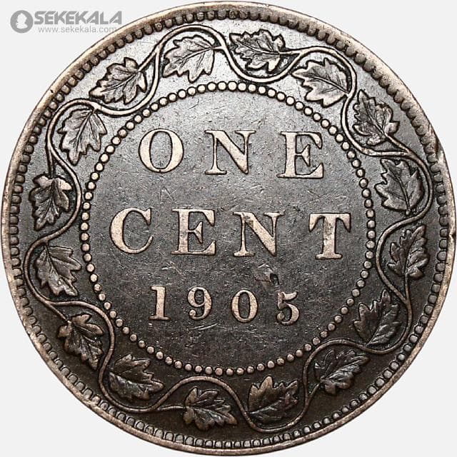 سکه 1 سنت کمیاب کانادا 1905 (ادوارد هفتم) — تصویر ۲