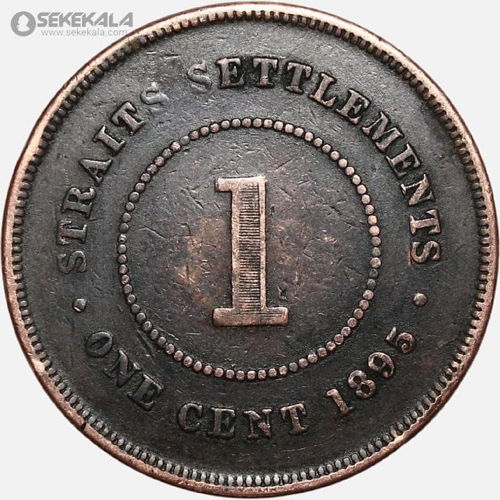 سکه 1 سنت نایاب مستعمرات استرایت 1895 (ملکه ویکتوریا) — تصویر ۲