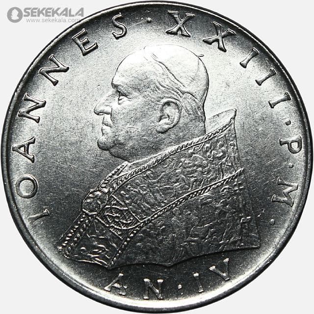 سکه 100 لیره کمیاب واتیکان 1962 (UNC) — تصویر ۲