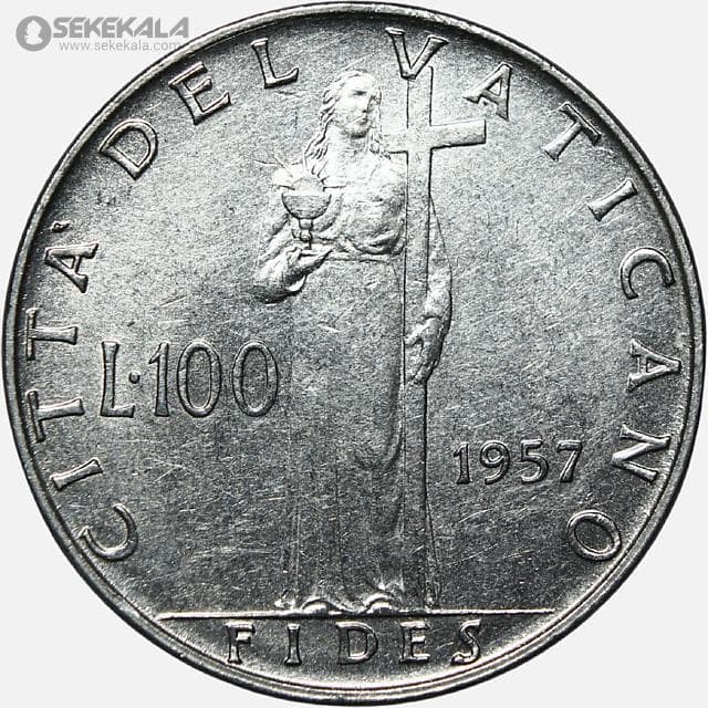 سکه 100 لیره کمیاب واتیکان 1957