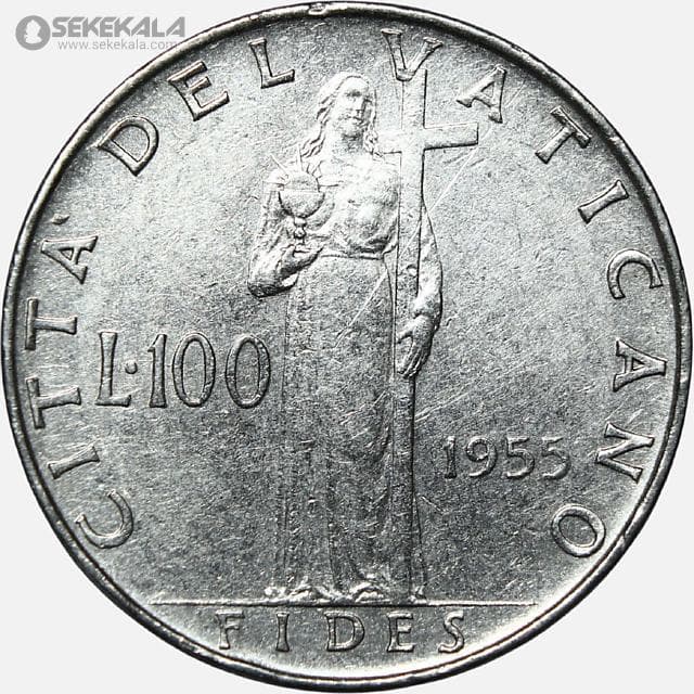 سکه 100 لیره کمیاب واتیکان 1955