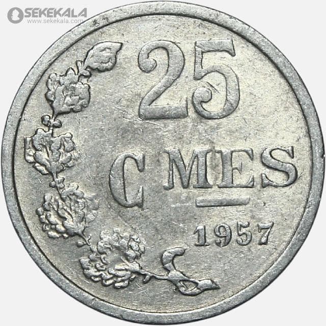 سکه 25 سنتیم کمیاب لوکزامبورگ 1957 — تصویر ۲