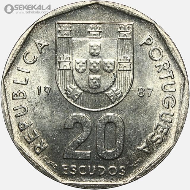 سکه 20 اسکودو پرتغال 1987 (UNC) — تصویر ۲