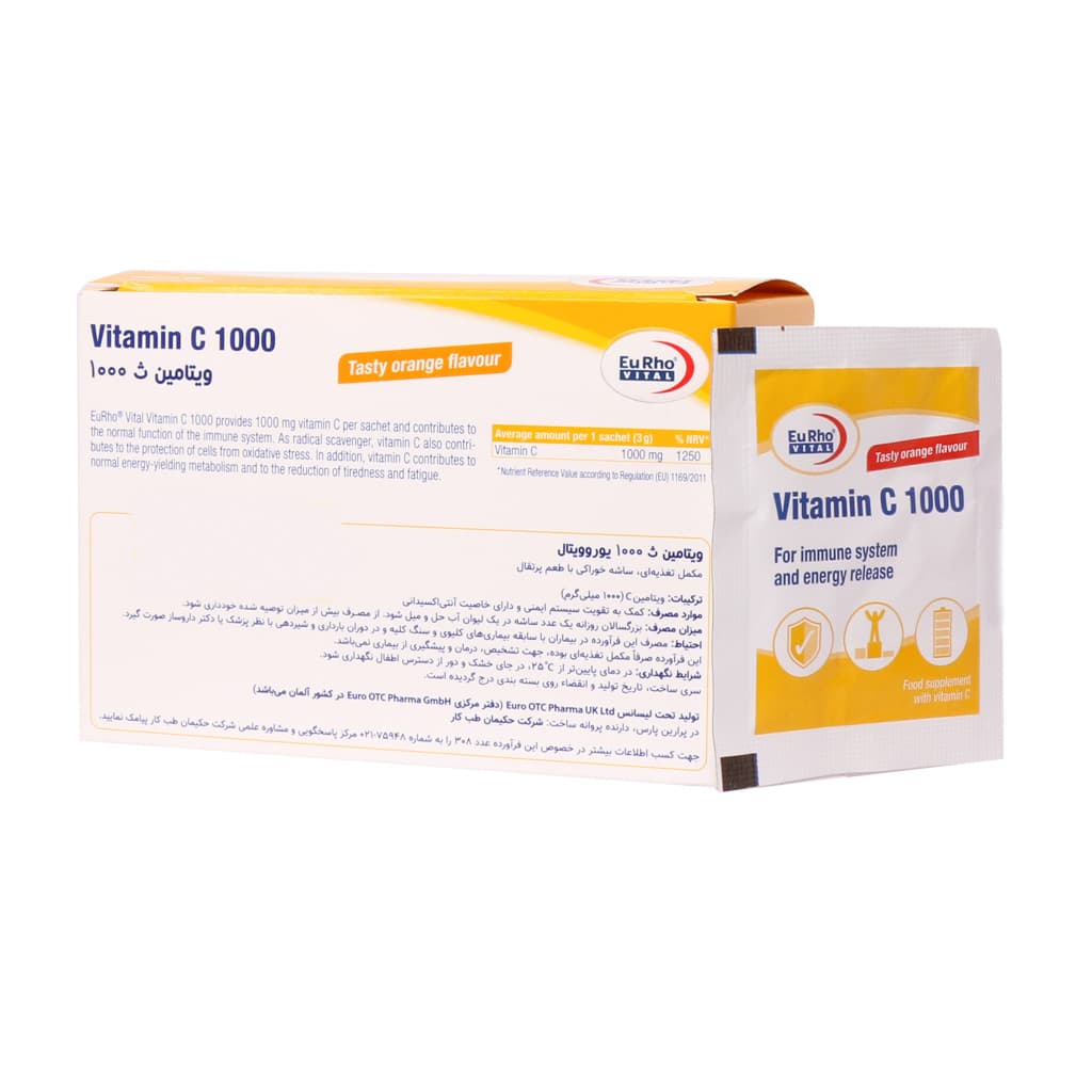 ساشه ویتامین C 1000 میلی گرم یوروویتال 30 عددی Eurhovital Vitamin C 1000 mg Sachets — تصویر ۲