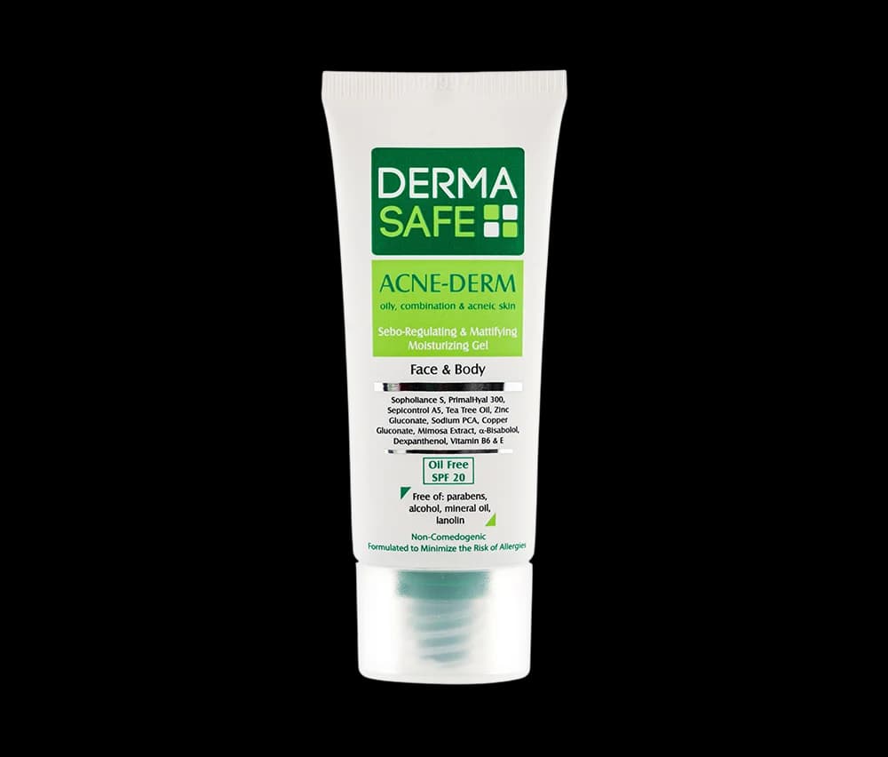 ژل مرطوب کننده درماسیف مدل Acne Derm مناسب پوست‌های چرب مختلط و دارای آکنه حجم 40 میلی‌ لیتر