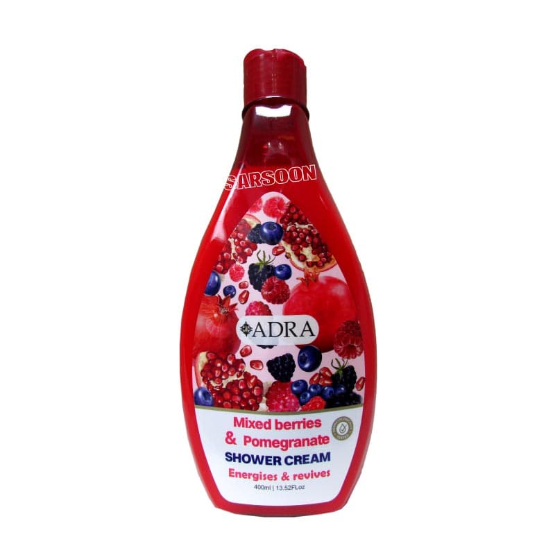 شامپو بدن کرمی توت وحشی و انار آدرا 400 میلی لیترAdra Mix Berries And Pomegranate Shower Gel 400 ml