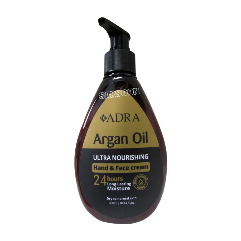 کرم پمپی مرطوب کننده دست و صورت آدرا حاوی روغن آرگان 300 میلی لیترAdra Ultra Nourizing Argan Oil Moisturizing Cream 300 ml
