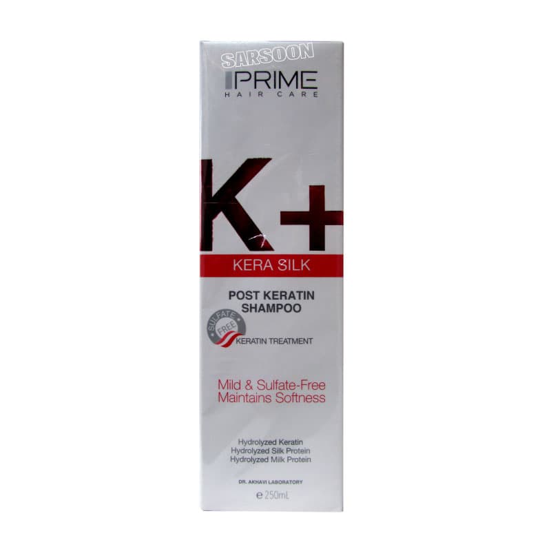 شامپو فاقد سولفات موهای کراتینه شده پریم مدل پلاس کی Prime K+ Kera Silk Post Keratin Shampoo