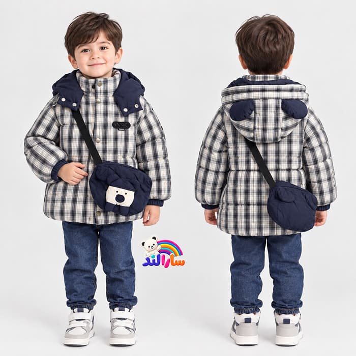 کاپشن وارداتی طرح چهارخونه 5 تا 8 سال