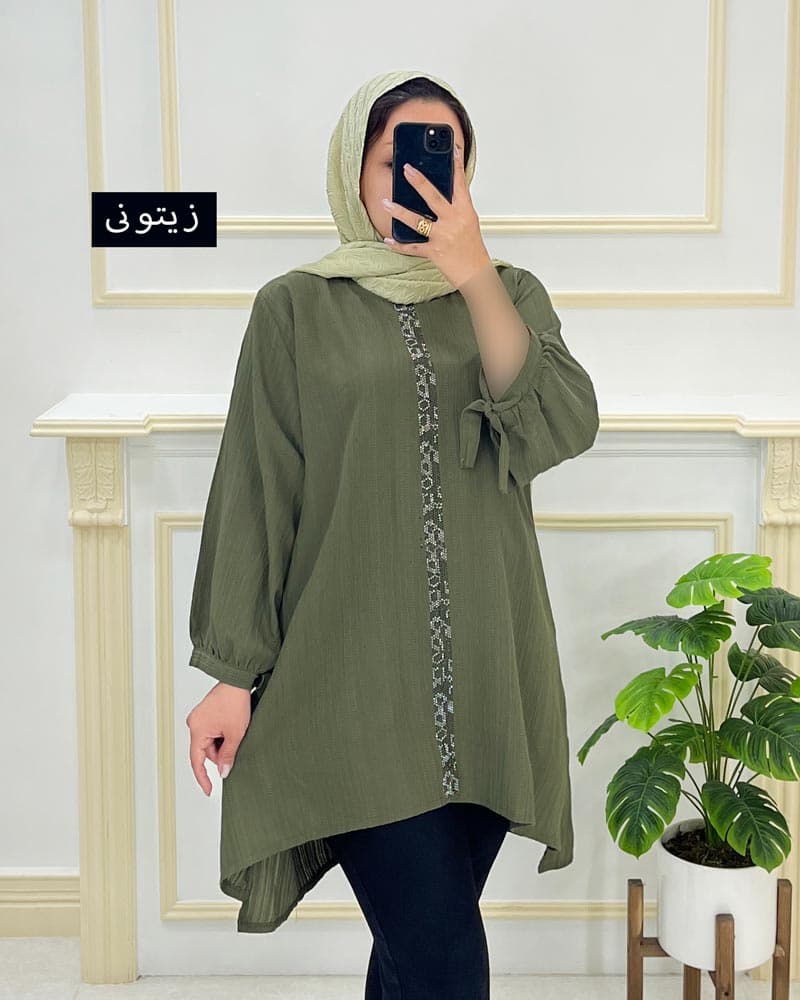 تونیک مانتویی کراش نگینی کد۸۵۰۴۴۳