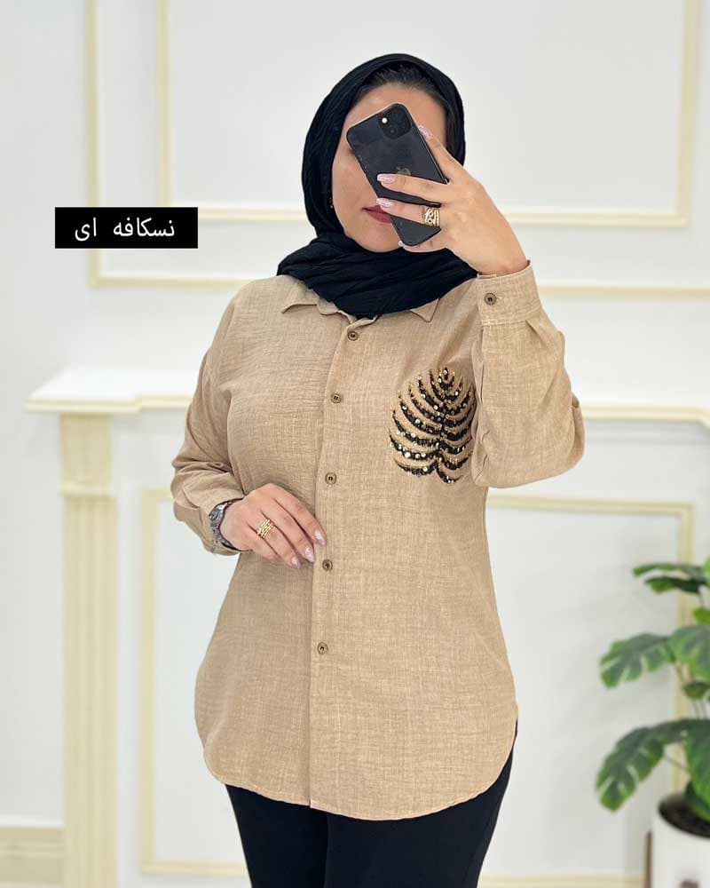 شومیزمانتویی یقه مردانه پولک دوزی کد426119 — تصویر ۶