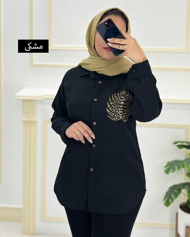 شومیزمانتویی یقه مردانه پولک دوزی کد426119 — تصویر ۸