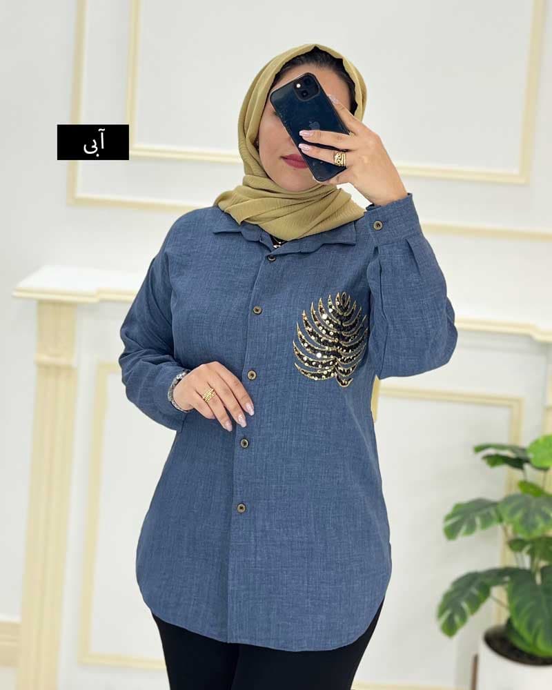 شومیزمانتویی یقه مردانه پولک دوزی کد426119 — تصویر ۳