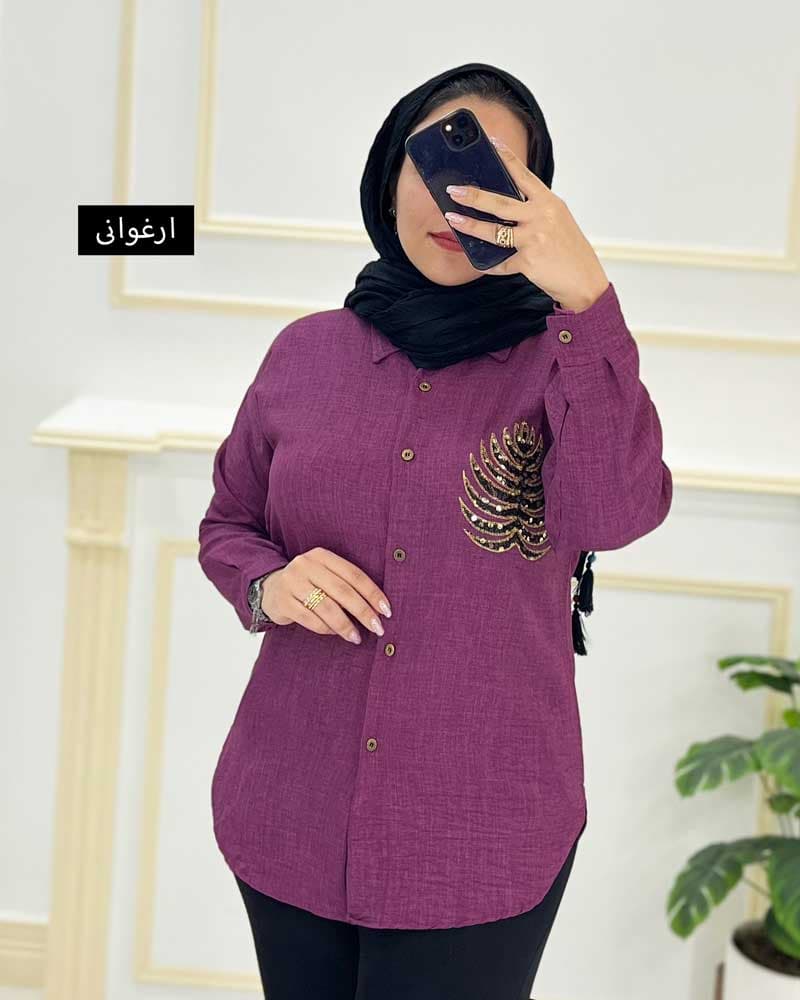 شومیزمانتویی یقه مردانه پولک دوزی کد426119 — تصویر ۴